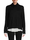 Saks Fifth Avenue Women's Ribbed Merino Wool Blend Turtleneck Sweater In Black