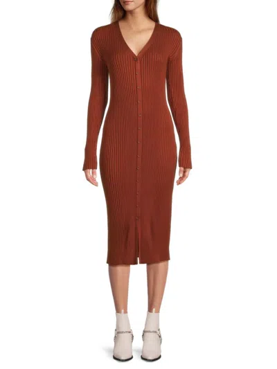 Saks Fifth Avenue Women's Ribbed Midi Sheath Dress In Spice