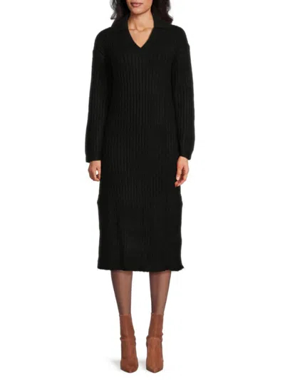 Saks Fifth Avenue Women's Ribbed Midi Sweater Dress In Black