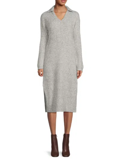 Saks Fifth Avenue Women's Ribbed Midi Sweater Dress In Light Heather Grey