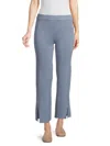 Saks Fifth Avenue Women's Ribbed Slit Flat Front Pants In Blue