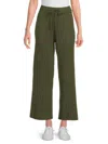 Saks Fifth Avenue Women's Ribbed Tie-waist Wide-leg Pants In Green