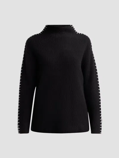 Saks Fifth Avenue Women's Rib-knit Cashmere Whipstitched Sweater In Black