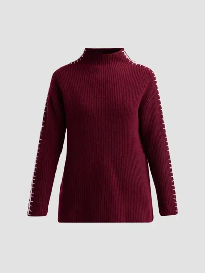 Saks Fifth Avenue Women's Rib-knit Cashmere Whipstitched Sweater In Burgundy
