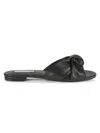 Saks Fifth Avenue Women's River Animal Print Leather Flat Sandals In Black