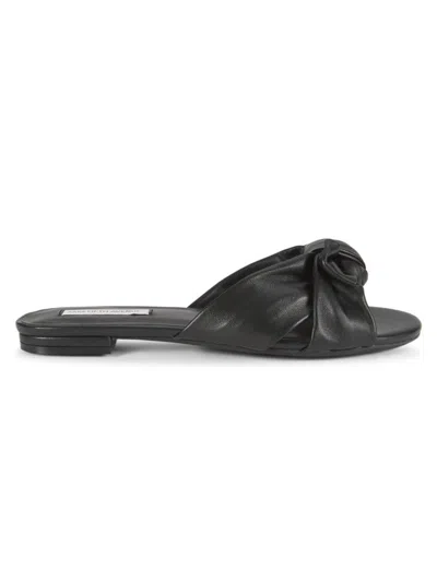 Saks Fifth Avenue Women's River Animal Print Leather Flat Sandals In Black