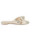 Saks Fifth Avenue Women's River Animal Print Leather Flat Sandals In Gold