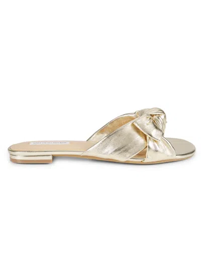 Saks Fifth Avenue Women's River Animal Print Leather Flat Sandals In Gold