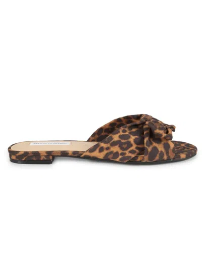 Saks Fifth Avenue Women's River Animal Print Leather Flat Sandals In Leopard