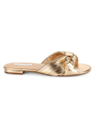Saks Fifth Avenue Women's River Metallic Knot Flat Sandals In Gold