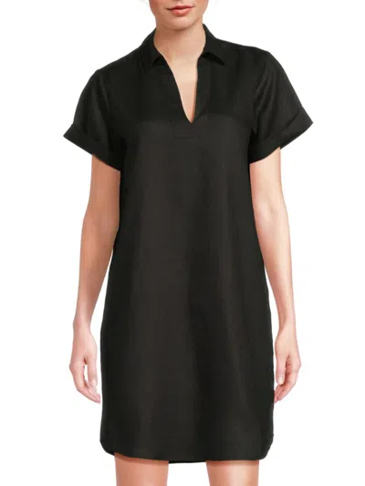 Saks Fifth Avenue Women's Rolled Cuff 100% Linen A-line Minidress