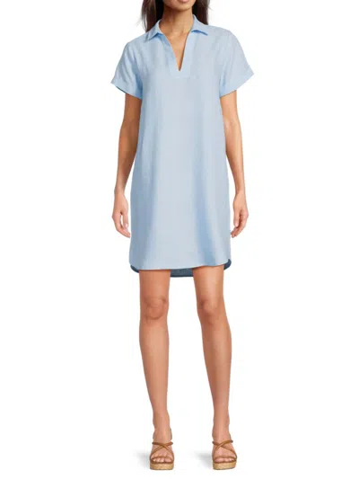 Saks Fifth Avenue Women's Rolled Cuff 100% Linen A-line Minidress