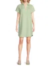 Saks Fifth Avenue Women's Rolled Cuff 100% Linen A-line Minidress In Cypress Stripe