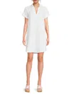 Saks Fifth Avenue Women's Rolled Cuff 100% Linen A-line Minidress In White