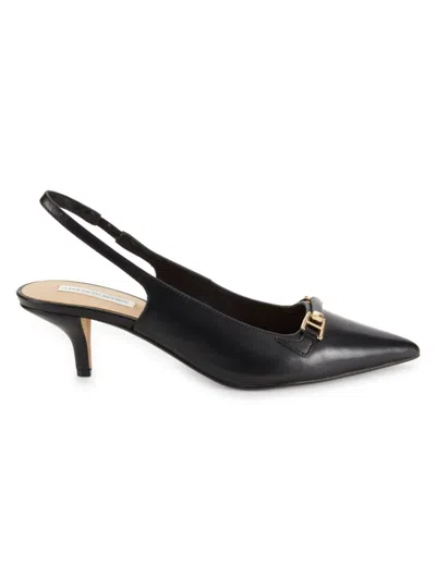 Saks Fifth Avenue Women's Rosalyn 64mm Leather Slingback Pumps In Black Smooth