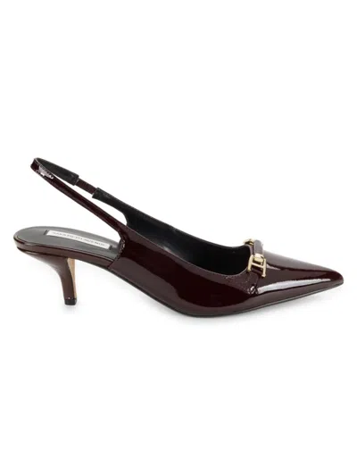 Saks Fifth Avenue Women's Rosalyn 64mm Leather Slingback Pumps In Burgundy Patent