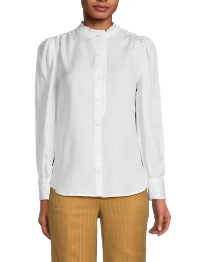 Saks Fifth Avenue Women's Ruffle Button Up Blouse In White