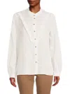 Saks Fifth Avenue Women's Ruffle Chambray Shirt In White