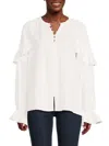 Saks Fifth Avenue Women's Ruffle Raglan Sleeve Shirt In White