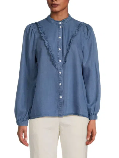 Saks Fifth Avenue Women's Ruffle Tencel Blouse In Indigo