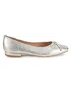 Saks Fifth Avenue Women's Sabine Leather Ballet Flats In Crackle Platinum