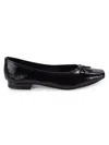 Saks Fifth Avenue Women's Danielle Faux Leather Perforated Bow Ballet Flats In Black