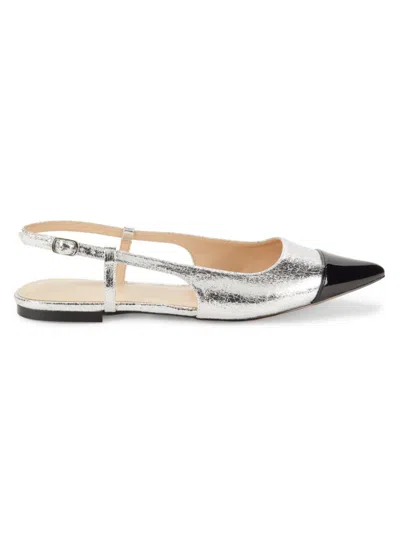 Saks Fifth Avenue Women's Samantha Two Tone Mules In Silver Black