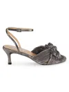 Saks Fifth Avenue Women's Sammy Pleated Kitten Heel Sandals In Pewter