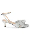 Saks Fifth Avenue Women's Sammy Pleated Kitten Heel Sandals In Silver