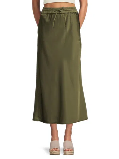 Saks Fifth Avenue Women's Satin A-line Midi Skirt In Olive