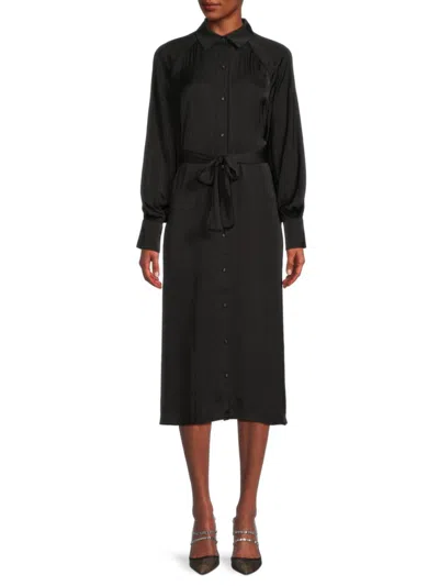 Saks Fifth Avenue Women's Satin Midi Shirt Dress In Black
