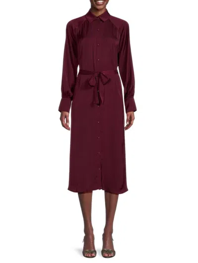 Saks Fifth Avenue Women's Satin Midi Shirt Dress In Burgundy