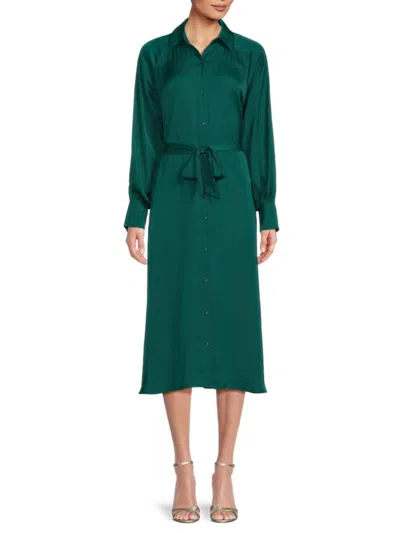 Saks Fifth Avenue Women's Satin Midi Shirt Dress In Emerald