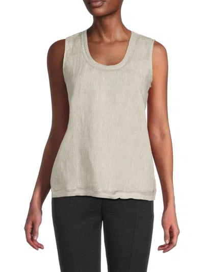 Saks Fifth Avenue Women's 100% Linen Shimmer-trim Tank In Natural