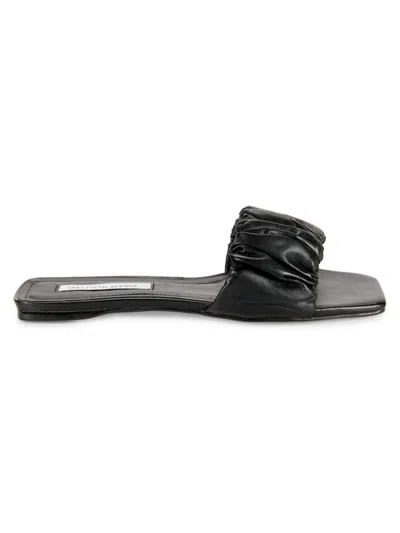 Saks Fifth Avenue Women's Scrunch Leather Flat Sandals In Black