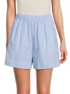 Saks Fifth Avenue Women's Seersucker Striped Cotton Blend Shorts In Oregon Blue