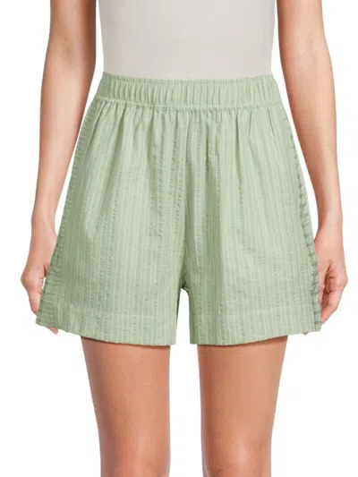 Saks Fifth Avenue Women's Seersucker Striped Cotton Blend Shorts In Pasture Green