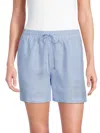Saks Fifth Avenue Women's Sequin Trim 100% Linen Shorts In Chambray
