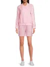 Saks Fifth Avenue Women's Sequin Trim 100% Linen Shorts In Mauve Rose
