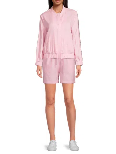 Saks Fifth Avenue Women's Sequin Trim 100% Linen Shorts In Mauve Rose