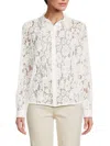 Saks Fifth Avenue Women's Sheer Lace Button Down Shirt In White