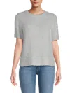 Saks Fifth Avenue Women's Short-sleeve Fuzzy Knit Crewneck Sweater In Gray