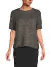 Saks Fifth Avenue Women's Short-sleeve Fuzzy Knit Crewneck Sweater In Gray