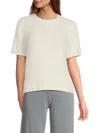 Saks Fifth Avenue Women's Short-sleeve Fuzzy Knit Crewneck Sweater In Neutral