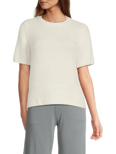 Saks Fifth Avenue Women's Short-sleeve Fuzzy Knit Crewneck Sweater In Neutral