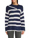 Saks Fifth Avenue Women's Shoulder Button Striped Sweater In White Red