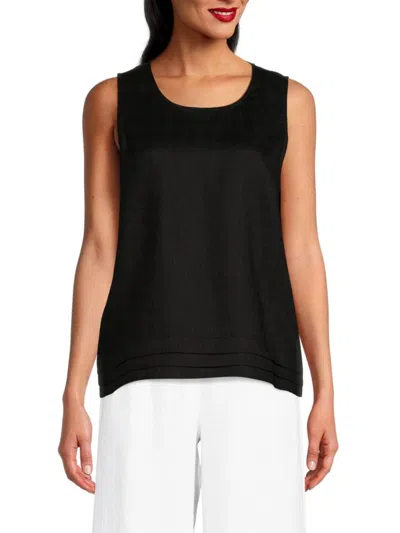 Saks Fifth Avenue Women's Sleeveless 100% Linen Top In Black