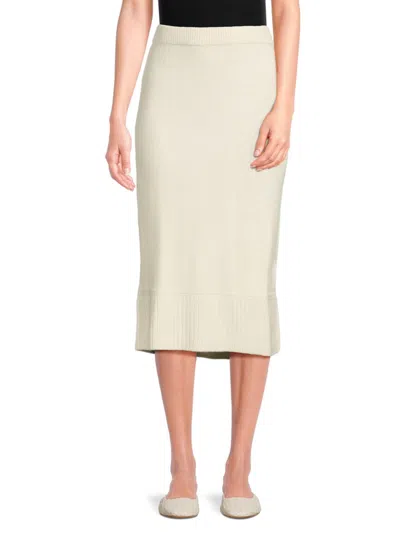 Saks Fifth Avenue Women's Slit Knit Midi Skirt In Cream