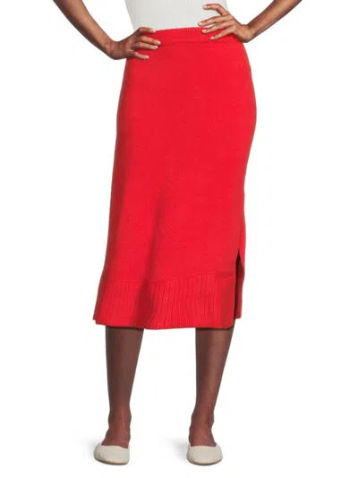 Saks Fifth Avenue Women's Slit Knit Midi Skirt In Rouge