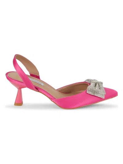 Saks Fifth Avenue Women's Sloan 82mm Embellished Slingback Pumps In Pink Satin